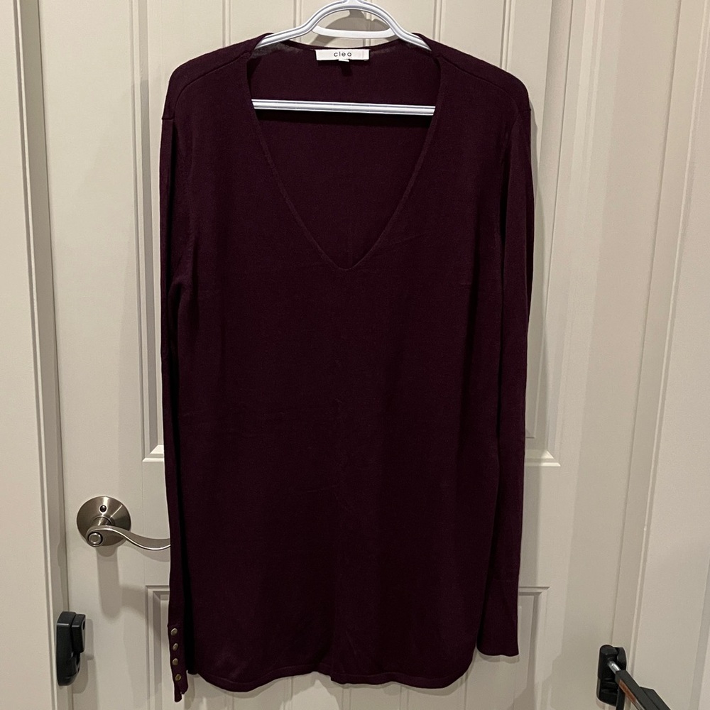 CLEO Tunic Sweater Soft Knit PURPLE PLUM XL EUC
